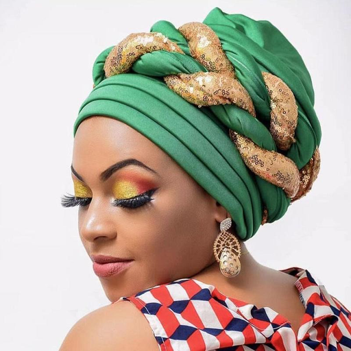 Women Headtie Gele Shinning Sequins Turban Cap African Women Head-Wrap Cap Auto Gele Nigerian Turban Gele Latest Hot Selling