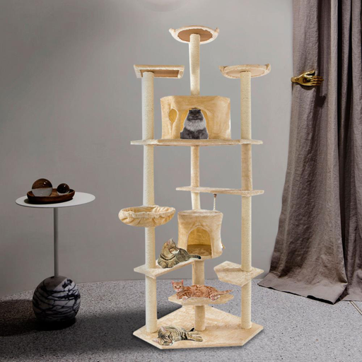 Ubesgoo 80" Cat Tree Condo Tower Sisal Rope Plush with Scratching Post - Morden Pet House Furniture