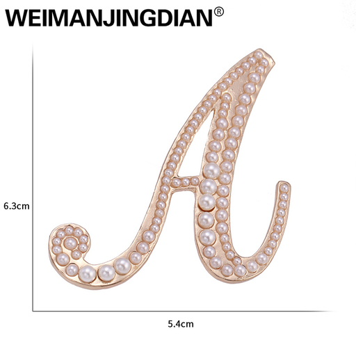 WEIMANJINGDIAN New Arrival Simulated Pearl Letters Initial Brooch Pins in Gold Color Plated