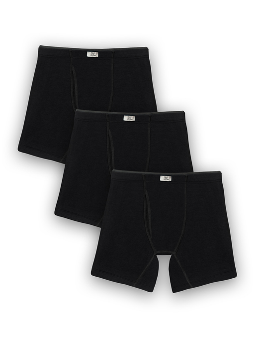 Fruit of the Loom Men'S Crafted Comfort Fabric Covered Waistband Black Boxer Briefs, 3 Pack