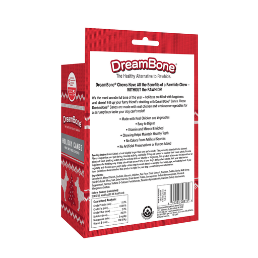Dreambone Holiday Canes, Real Chicken, Rawhide-Free Chews for Dogs, 6 Treats