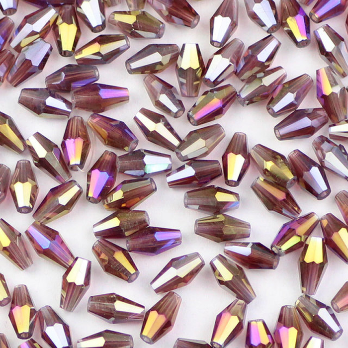 BTFBES Austrian Faceted Crystal 4*8Mm Long Bicone Glass Spacer Loose Beads 100Pcs Jewelry Handwork Bracelet Making DIY Accessory