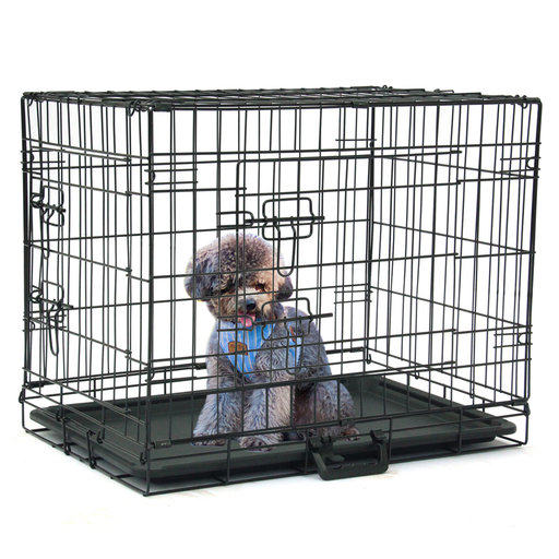 Dog Crates and Kennels for Small Dog, 24" Double Door Dog Crate with Divider Panel, Folding Metal Pet Dog Cage Kennel with Leak-Proof Dog Tray/floor Protecting Feet, 24L x 17W x 20H Inches, I8311