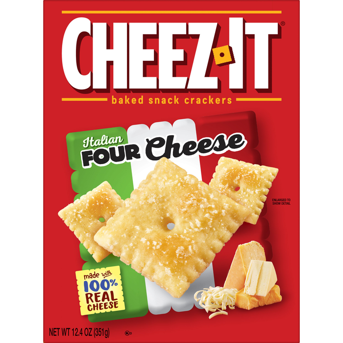 Cheez-It Cheese Crackers, Baked Snack Crackers, Italian Four Cheese, 12.4oz Box