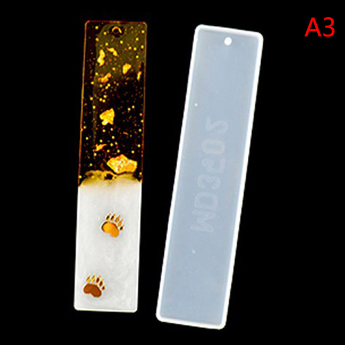1/2Pcs Rectangle Silicone Bookmark Mold, DIY Bookmark Mould Making Epoxy Resin Jewelry DIY Craft Feather Transparent Mold