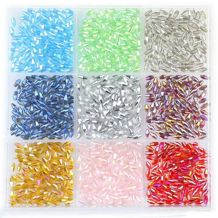BTFBES Austrian Faceted Crystal 4*8Mm Long Bicone Glass Spacer Loose Beads 100Pcs Jewelry Handwork Bracelet Making DIY Accessory