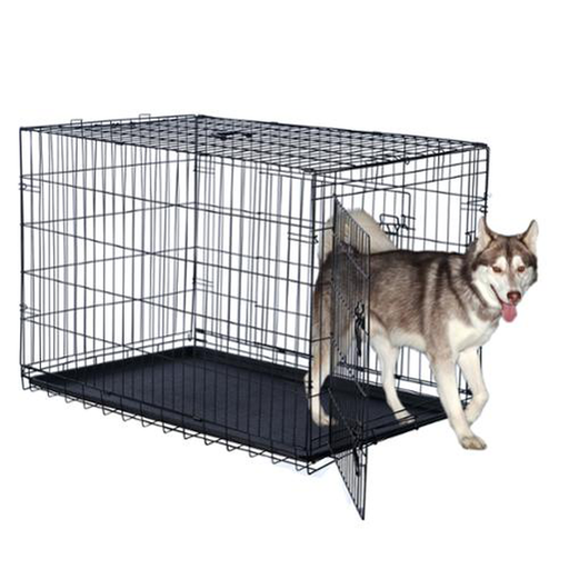 Pet Trex 42" Folding Pet Crate Double Door Kennel Wire Cage for Dogs, Cats or Rabbits