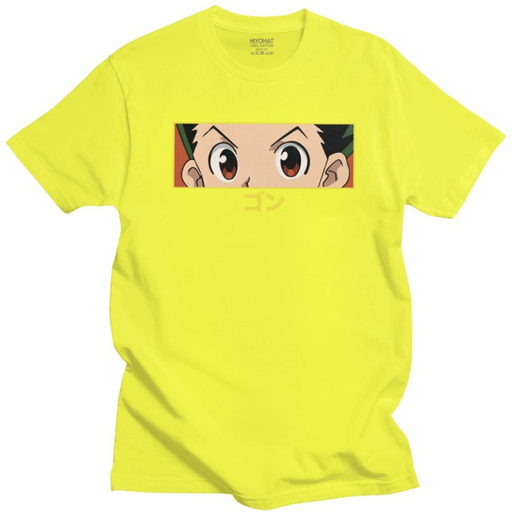 HXH GON EYES T-Shirt Homme Pure Cotton Hunter X Hunter Tee Shirts round Neck Short Sleeve Japanese Manga Anime Tshirt Merch Gift