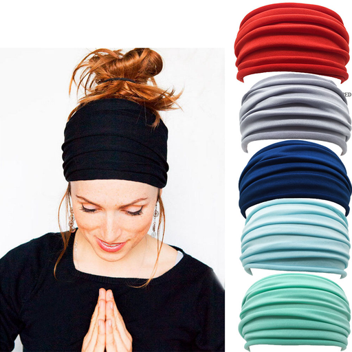 13 Colors Nonslip Elastic Folds Yoga Hairband Fashion Wide Sports Headband Running Accessories Summer Stretch Hair Band