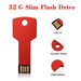 3Pack 32G USB 2.0 Flash Drive for Key TOPESEL Metal Key Shape Slim Thumb Drive Memory Stick Pen Drive Red