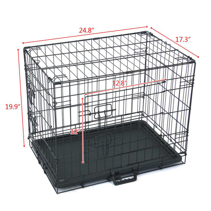 Zimtown 24" Dog Kennel Folding Steel Crate Pet Cage Animal Cage 2 Door Indoor Outdoor