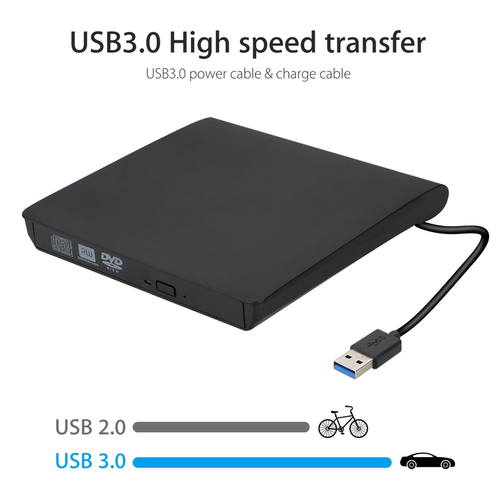 USB 3.0 External DVD Drive, Slim Portable External DVD/CD Rewriter Burner Drive High Speed Data Transfer for Laptop, Notebook, Desktoop