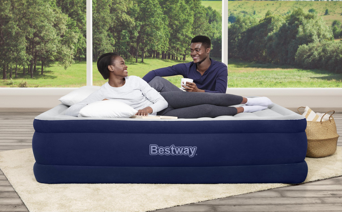 Bestway Tritech™ Air Mattress Queen 22" with Built-In AC Pump and Antimicrobial Coating