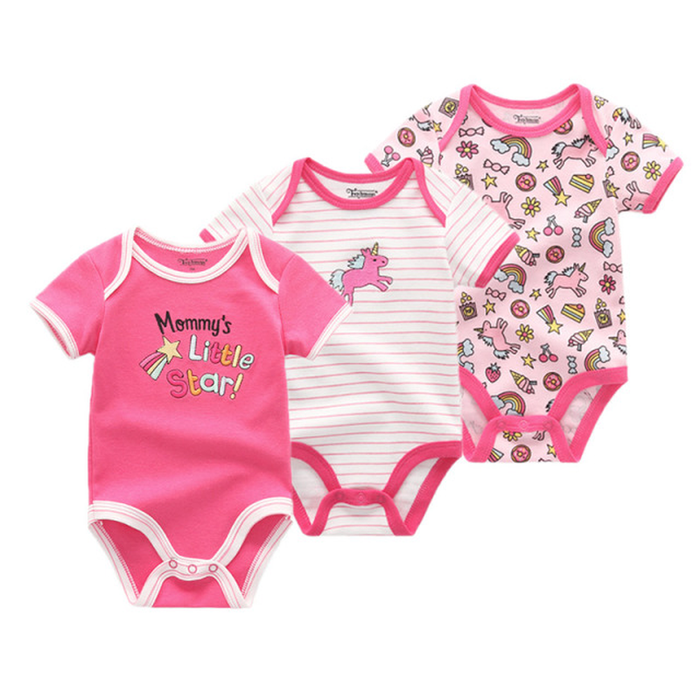 3Pcs/Lot Baby Boy Clothes Bodysuits Baby Girl Clothes Unicorn Girls Clothing Unisex 0-12M Baby Bodysuits Roupas De Bebe