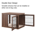 Unipaws Dog Crate End Table with Cushion, Wooden Wire Pet Kennels with Double Doors, Modern Design Dog House, Chew-Proof, Walnut