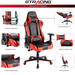 GTRACING Gaming Chair Office Chair in Home Leather with Adjustable Headrest and Lumbar Pillow, Red