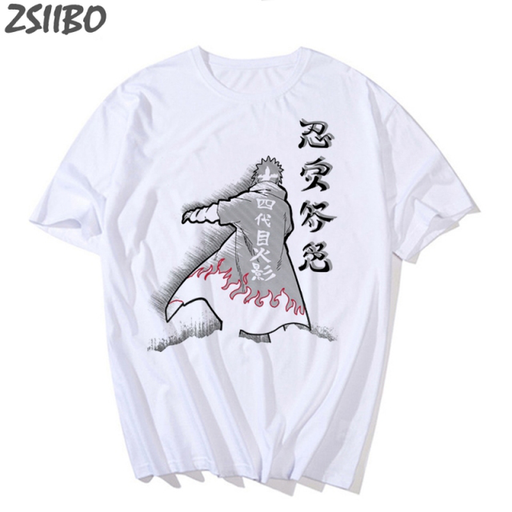 Anime Akatsuki Men&#39;S Tshirt Unisex Harajuku Namikaze Minato Print Fake Two Piece T Shirt Male Streetwear Cotton T-Shirts Casual