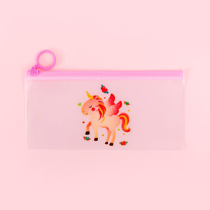 Kawaii Unicorn EVA Pencil Case Simple Ring Zipper Pull Design Office Pencil Bag Cute for Student School Supplies Stationery Gift