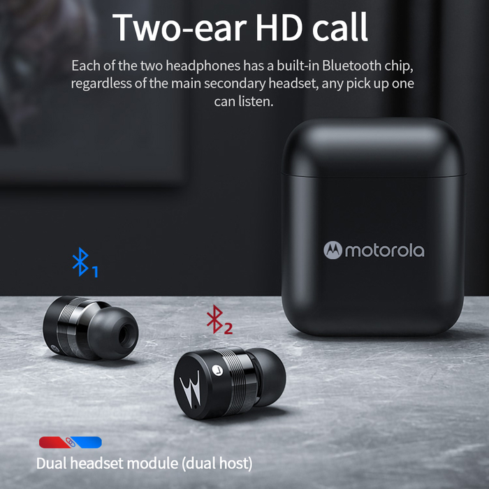 Motorola True Wireless Earphone Bluetooth 5.0 Noise Reduction Headset Support Smart Voice Alexa, Siri, Google Assistant