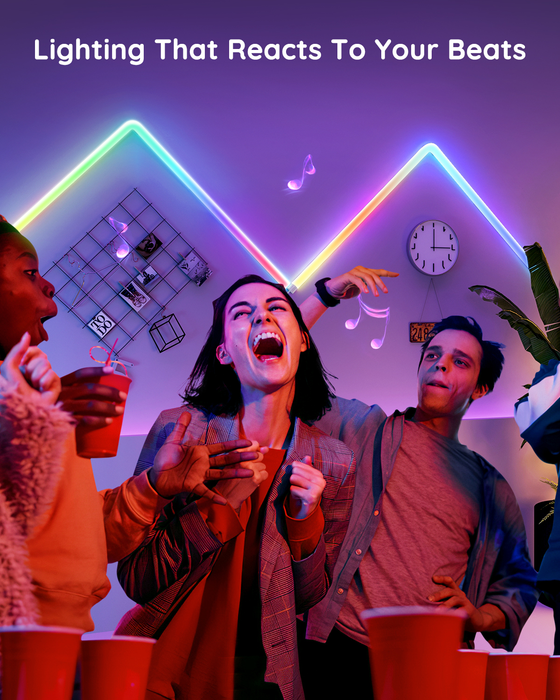 Govee Glide RGBIC Smart Wall Light, Multicolor Customizable, Music Sync Home Decor LED Light Bar for Gaming and Streaming, with 40+ Dynamic Scenes, Alexa and Google Assistant, 6 Pcs and 1 Corner