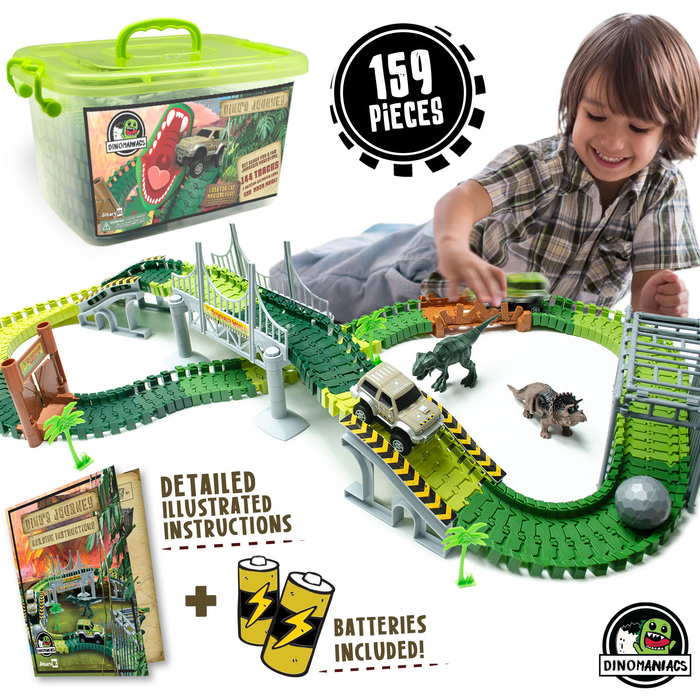 Dinosaur Toys Track for Boys and Girls - STEM Toys Activities for Kids - Build an Adventure Race Car Track Set Learning Toy - Best Dinosaur Gifts for Boys, Girls and Toddlers Ages 3, 4, 5, 6, 7, 8, 9+