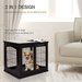 PawHut 26'' Wooden Decorative Dog Cage Pet Crate Kennel with Double Door Entrance & a Simple Modern Design, Dark Brown