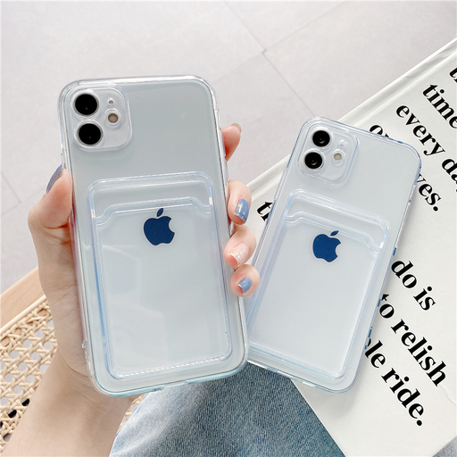 ASM Transparent TPU Phone Case for Iphone 13 12 11 Pro Max Mini XS XR X 8 7 plus SE 2020 Soft Thin Clear Cover with Card Holder