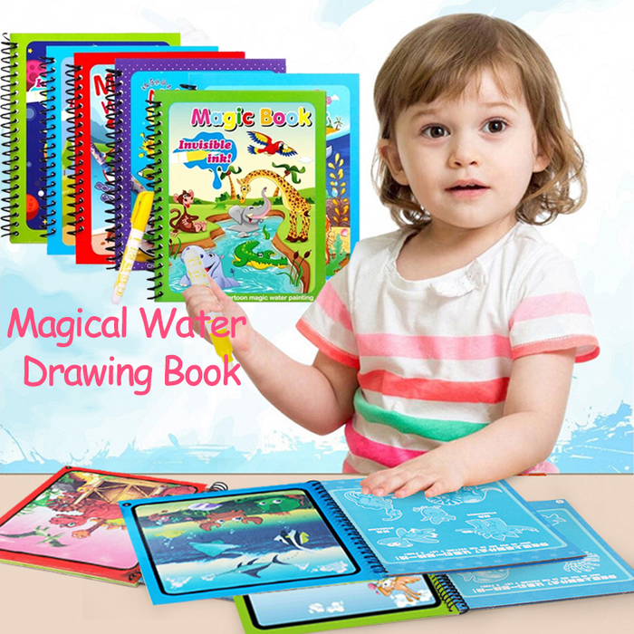Children Magical Book Water Drawing Montessori Toys Reusable Coloring Book Magic Water Drawing Book Sensory Early Education Toys