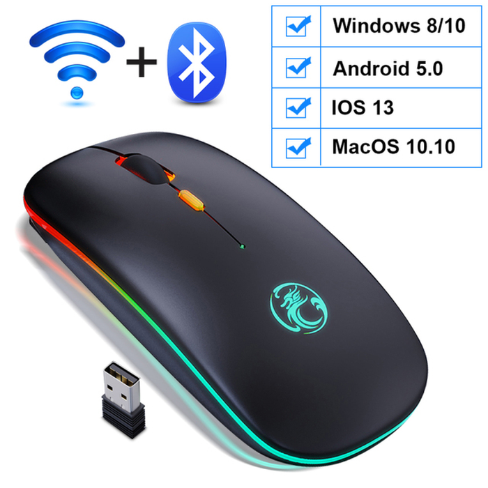 Wireless Mouse Bluetooth RGB Rechargeable Mouse Wireless Computer Silent Mause LED Backlit Ergonomic Gaming Mouse for Laptop PC