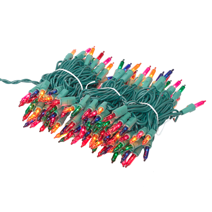 Holiday Time 600-Count Multicolor Mini Christmas Lights, with Green Wire, 125 Feet