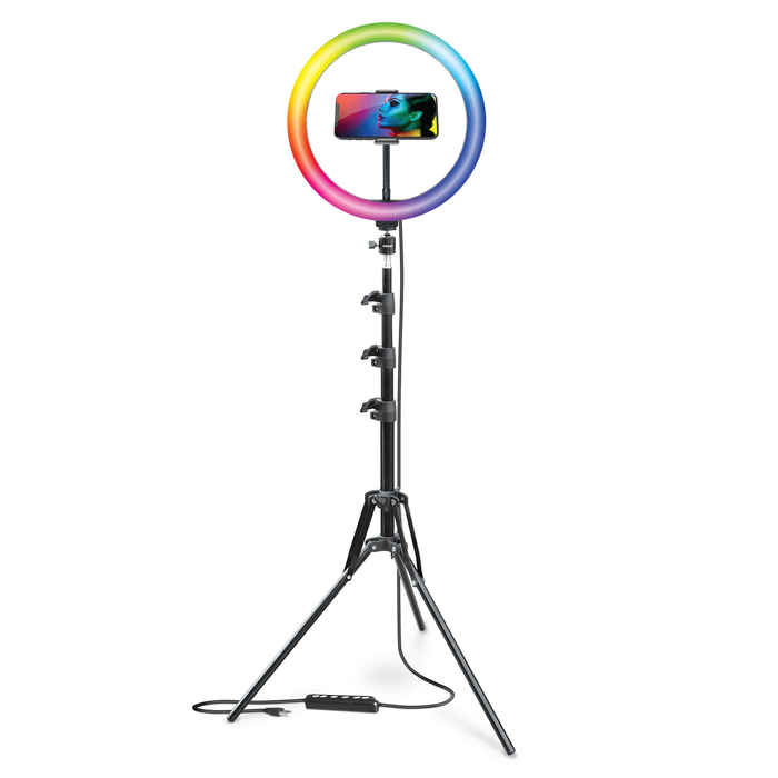 Bower 12" RGB Ring Light Studio Kit with Special Effects, Includes Phone Mount and 360 Degree Ball Head Adapter
