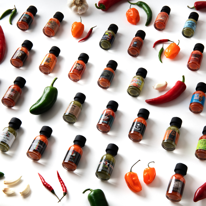 Thoughtfully Gourmet, Flavors of the World Hot Sauce Sampler Gift Set, Inspired by International Hot Sauce Flavors, Set of 30