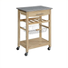 Linon Wood Kitchen Cart Island, 33.8" Tall, Natural Finish with Granite Top