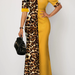 Summer African Dresses for Women New Dashiki Yellow Leopard African Clothes plus Size Print Retro Africa Bodycon Long Maxi Dress