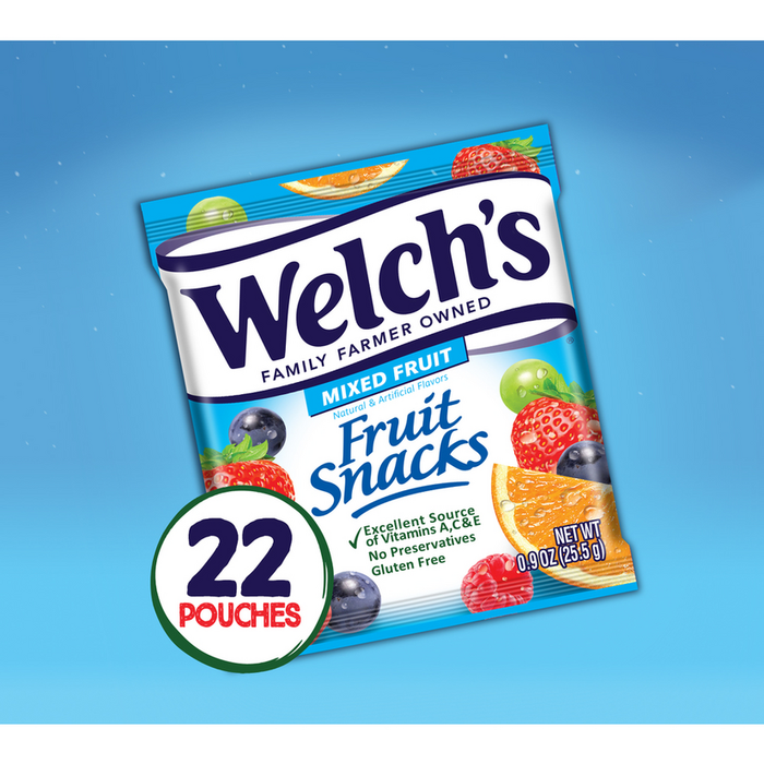 Welch's Mixed Fruit Fruit Snacks Box, 0.9 oz, 22 Count