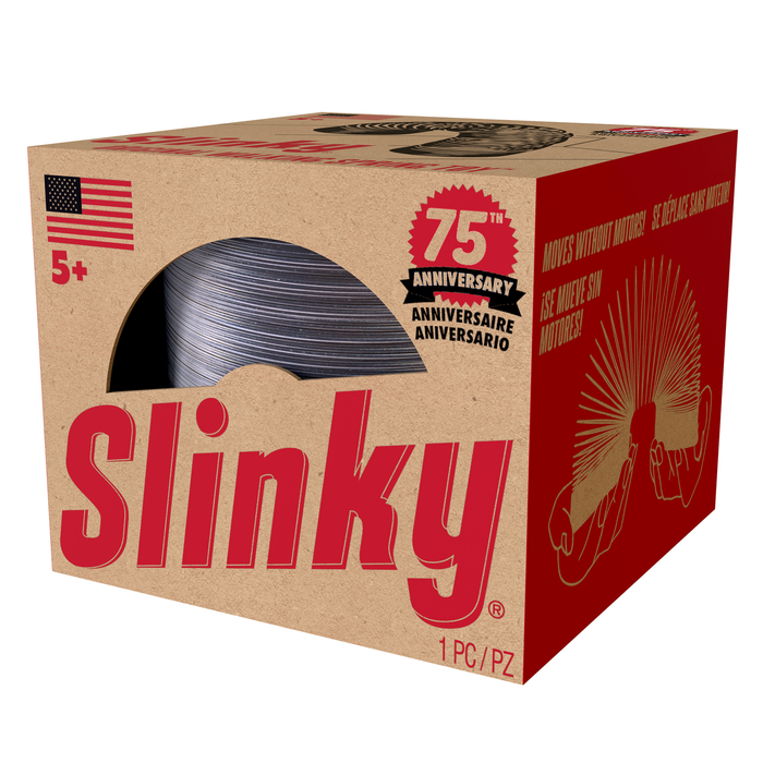 Retro Slinky the Original Walking Spring Toy, Silver Metal Slinky, Ages 5+