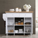 Pemberly Row Kitchen Island with Spice Rack in White