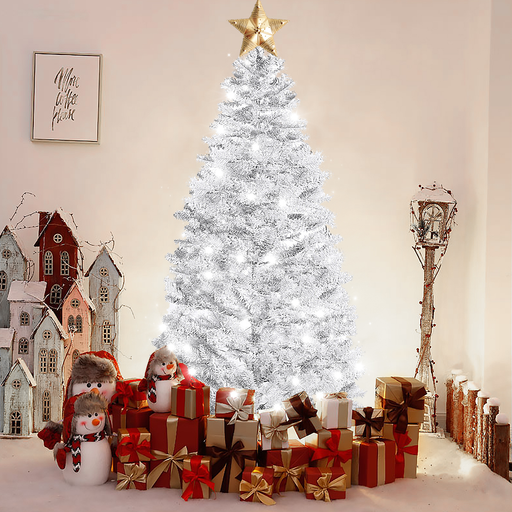Christmas Tree,7.5 Feet Artificial Christmas Tree, with 1260 Branch Tips, 450 Led Lights and Metal Stand