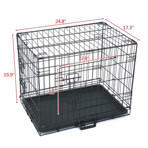 Linen Purity 24" Pet Kennel Cat Dog Folding Steel Crate Animal Playpen Wire Metal