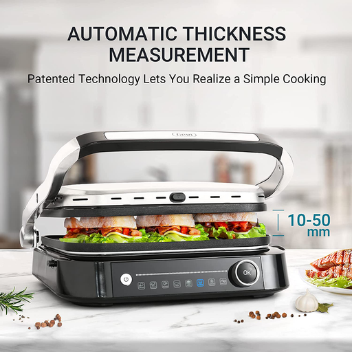GEVI Electric Grill Indoor Smokeless with 6 Preset Menus,Panini Press Sandwich Maker with Non-Stick Plates,Electric Griddle Grill,1800W