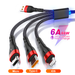 6A 3In1 USB Cable Fast Charger Charging Cable for Iphone 13 12 11 Pro Max Type C Xiaomi 11 Huawei P40 Samsung S20 Charger Cable