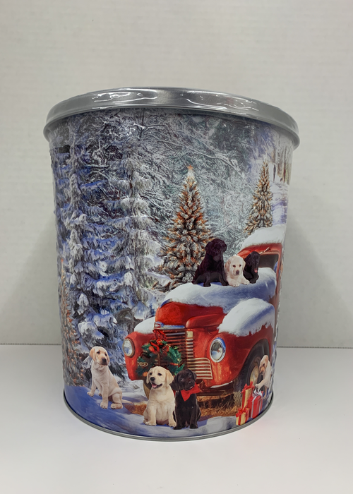 Hickory Farms Gourmet Select Labs & Holiday Truck Assorted Popcorn Tin, 18 Oz. (Caramel, Butter and Cheese Flavored)