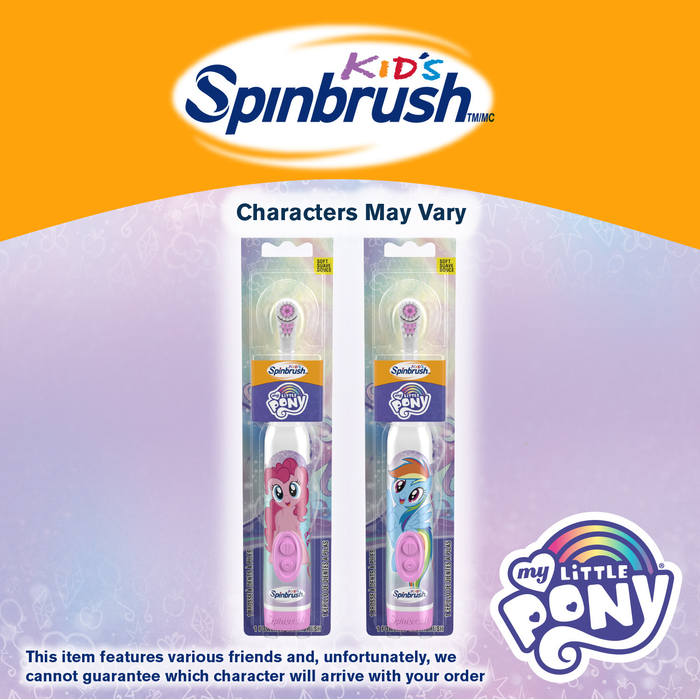 My Little Pony Kid’S Spinbrush Electric Battery Toothbrush, Soft, 1 Ct, Character May Vary