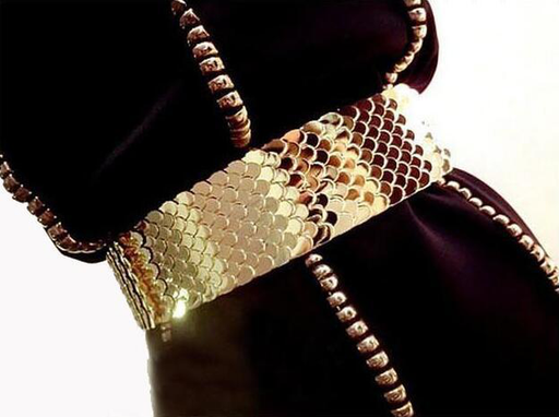 4.5Cm Wide Elastic Black Belt Gold Metal Fish Skin Keeper Brand Waistband for Women Cinto Feminino S/M/L Bg-013