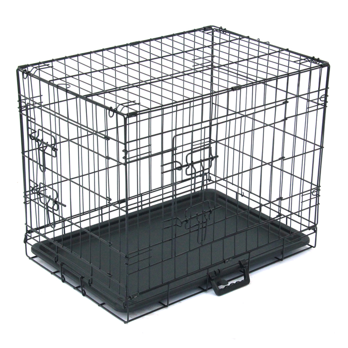 NicePet Wire Dog Crate, Black, Double Door, X-Small, 24"L