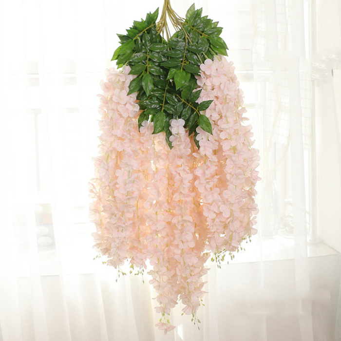 12Pcs Wisteria Artificial Flowers Hanging Garland Vine Rattan Fake Flower String Silk Flowers for Home Garden Wedding Decoration