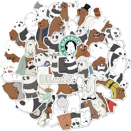 10/30/50PCS Cartoon Image Bare Bear Graffiti Stickers Notebook Luggage Helmet Car Stickers Non-Repetitive Wholesale