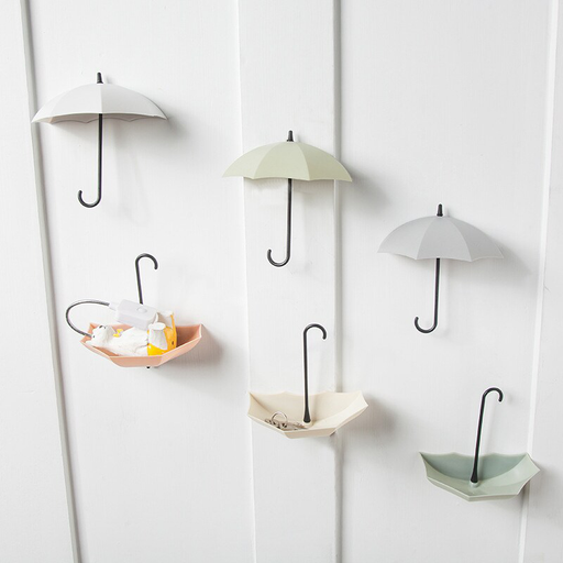 3Pcs/Lot Non-Marking Punch-Free Umbrella Hook Self-Adhesive Hook Wall Door Clothing Hanger Key Hanger Hook Bathroom Kitchen Rack