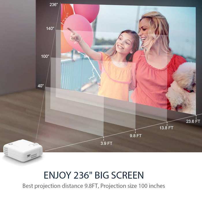 VANKYO Leisure 430 Mini Movie Projector, Video Projector with 50,000 Hours LED Lamp Life, 236" Display, Support 1080P, Hi-Fi Built-in Speaker, Compatible with TV Stick, HDMI, SD, AV, VGA, USB
