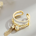 Double-Deck Crystal Chain Open Ring Fashion Simple Tassel Index Finger Ring Creative Jewelry Gifts